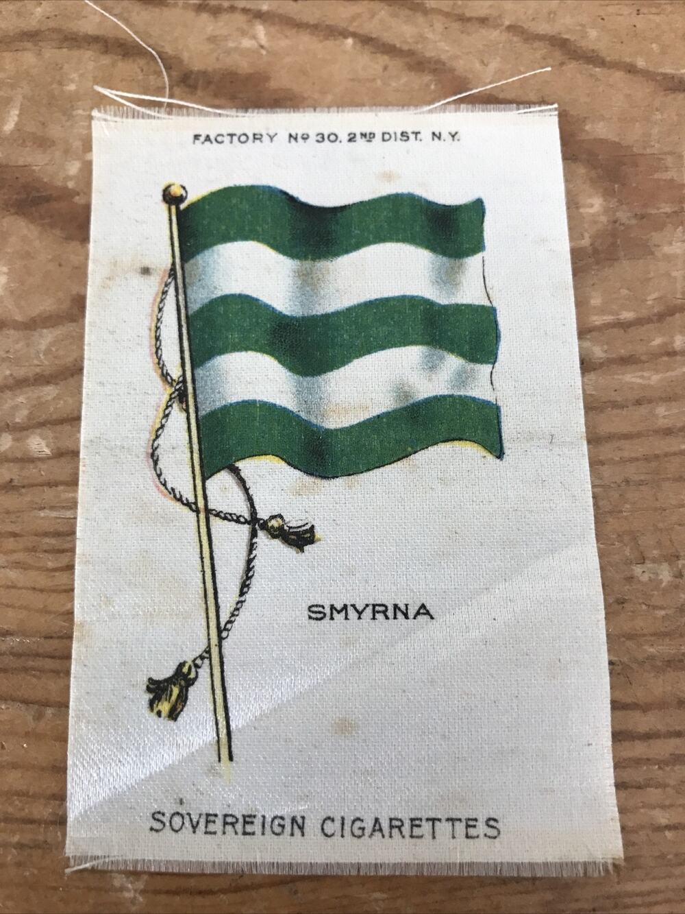 Vintage Antique Sovereign Cigarettes Tobacco Silk Smyrna Greek Turkish City Flag